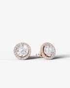 Lab Grown Diamond Celestial Radiance Round Cut Halo Stud Earrings