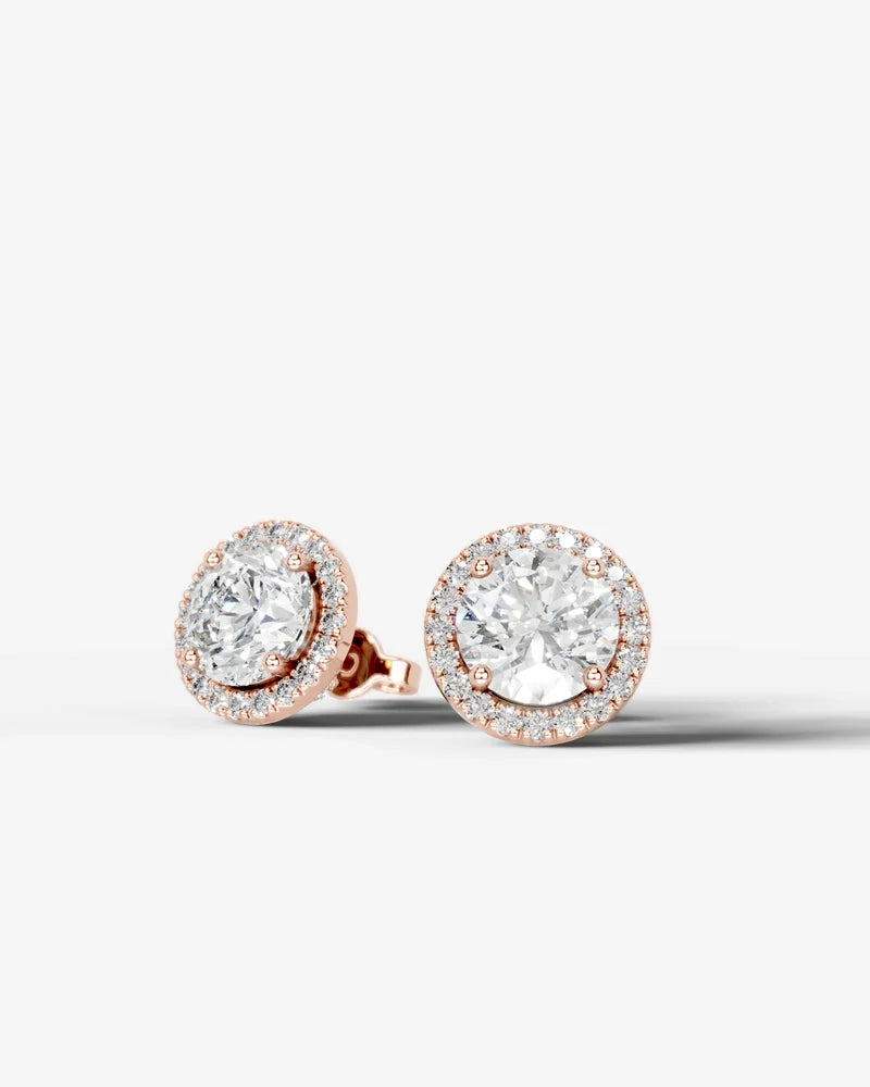 Lab Grown Diamond Celestial Radiance Round Cut Halo Stud Earrings