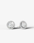 Lab Grown Diamond Celestial Radiance Round Cut Halo Stud Earrings
