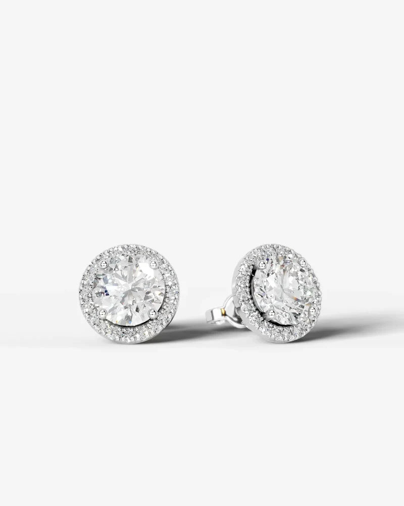 Lab Grown Diamond Celestial Radiance Round Cut Halo Stud Earrings