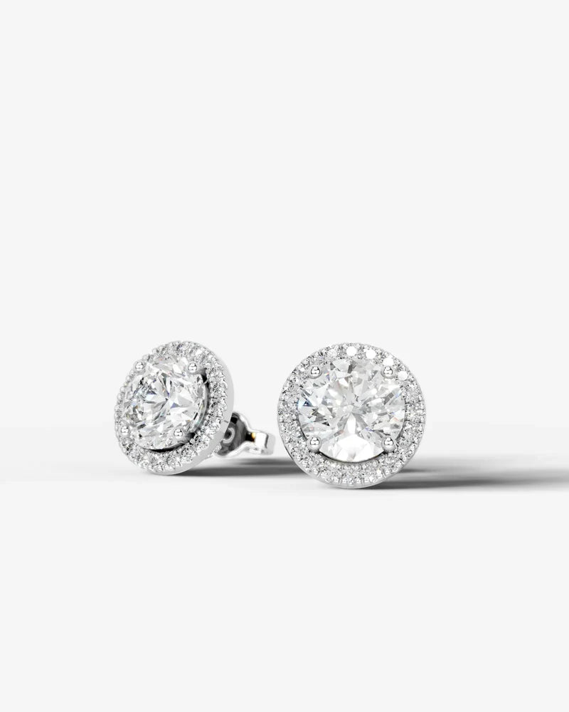 Lab Grown Diamond Celestial Radiance Round Cut Halo Stud Earrings