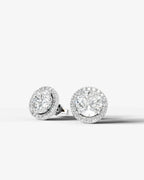 Lab Grown Diamond Celestial Radiance Round Cut Halo Stud Earrings
