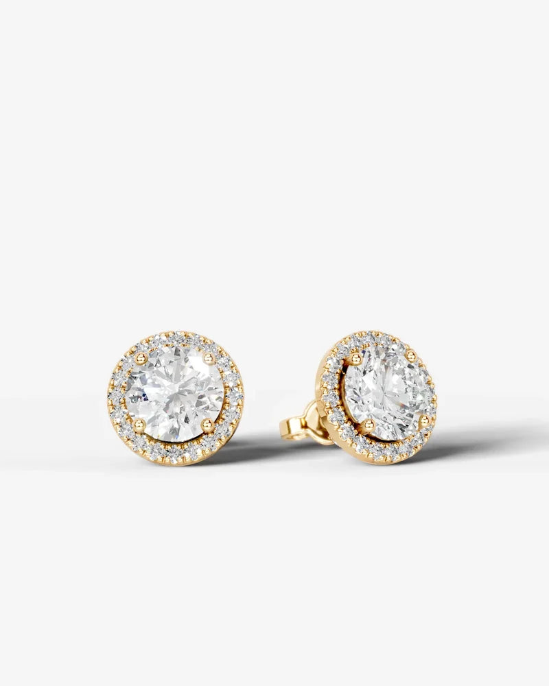 Lab Grown Diamond Celestial Radiance Round Cut Halo Stud Earrings