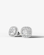 Lab Grown Diamond Pillow Precision Square Cushion Cut Halo Stud Earrings