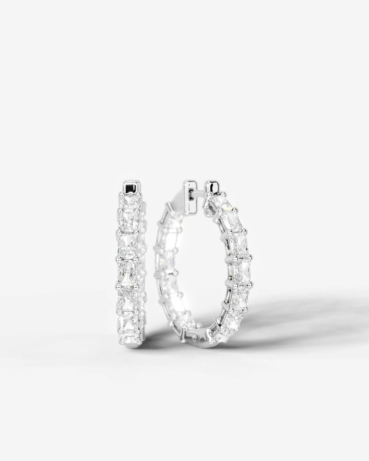 Lab Grown Diamond Radiant Full Circle Hoop Earrings