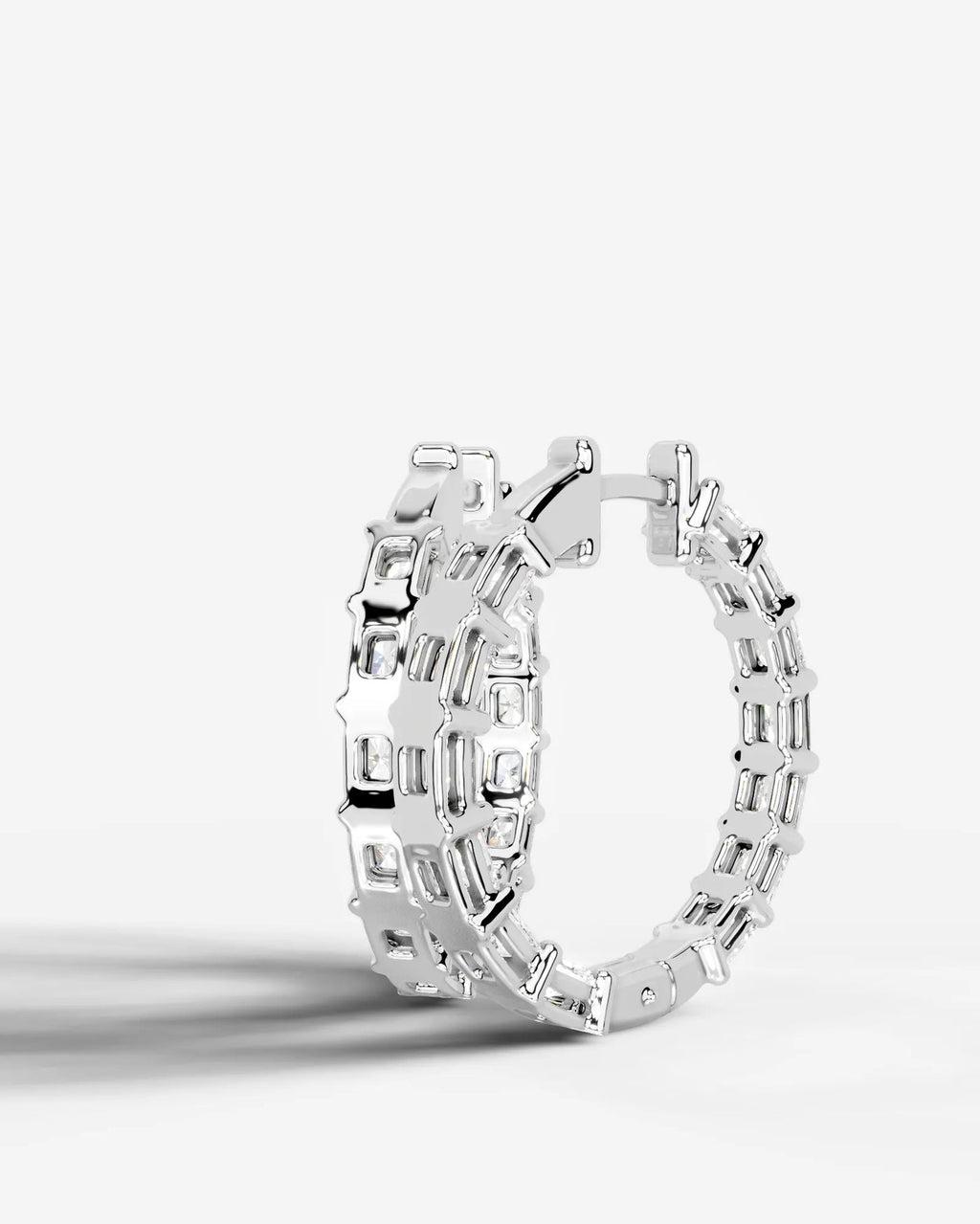 Lab Grown Diamond Radiant Full Circle Hoop Earrings