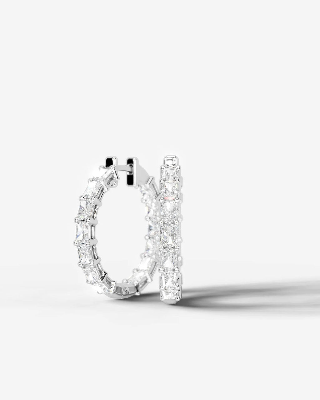 Lab Grown Diamond Radiant Full Circle Hoop Earrings