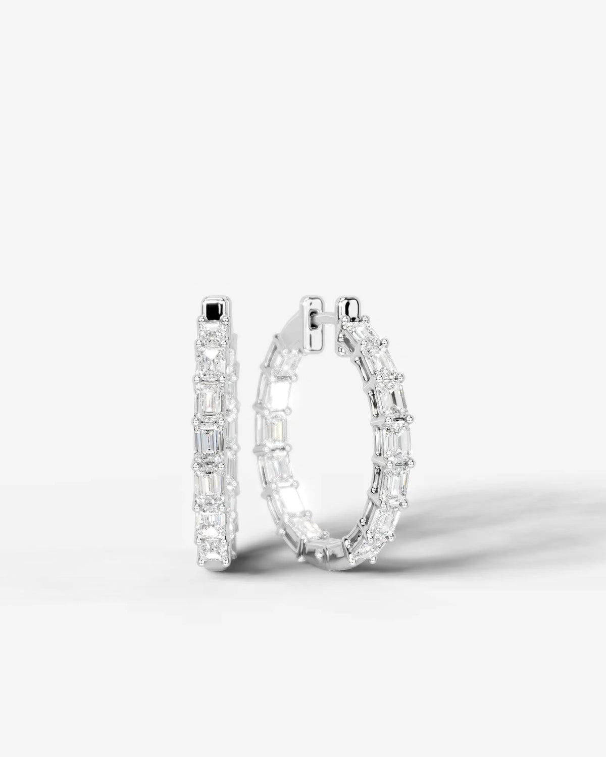 Lab Grown Diamond Emerald Full Circle Hoop Earrings