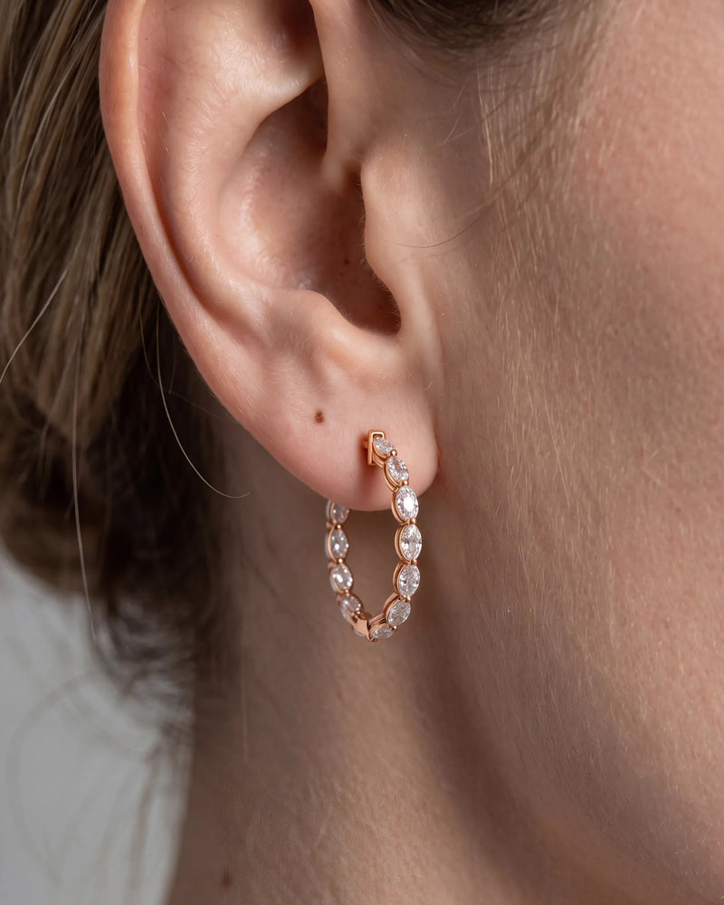Lab Grown Diamond Marquise Full Circle Hoop Earrings