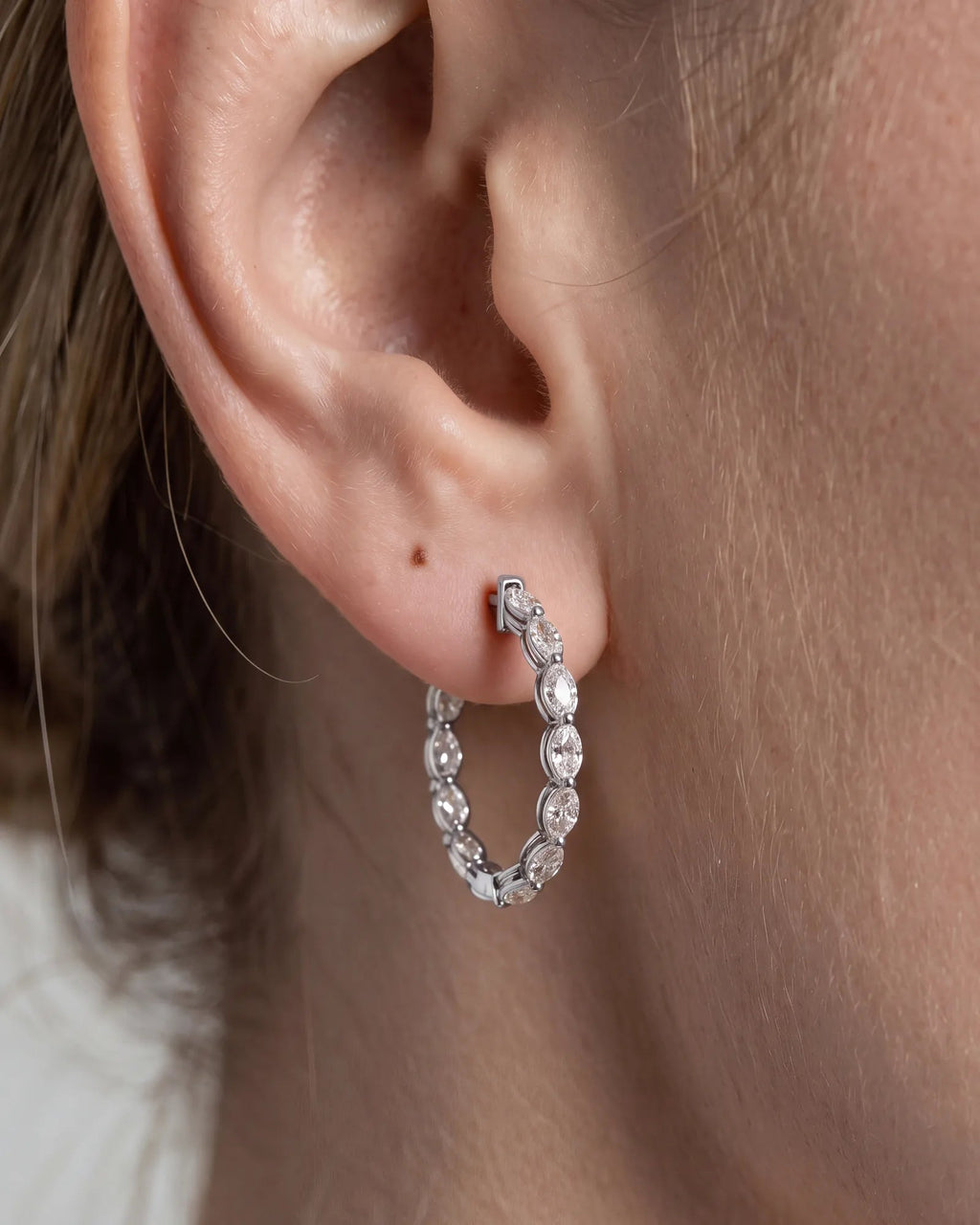 Lab Grown Diamond Marquise Full Circle Hoop Earrings