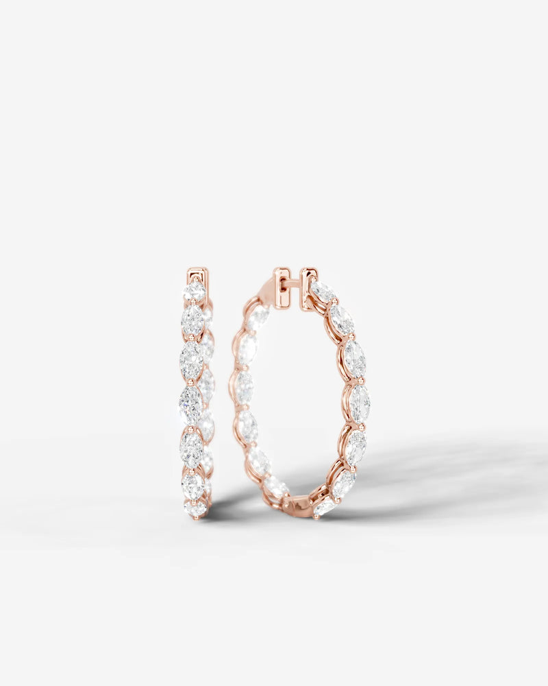 Lab Grown Diamond Marquise Full Circle Hoop Earrings