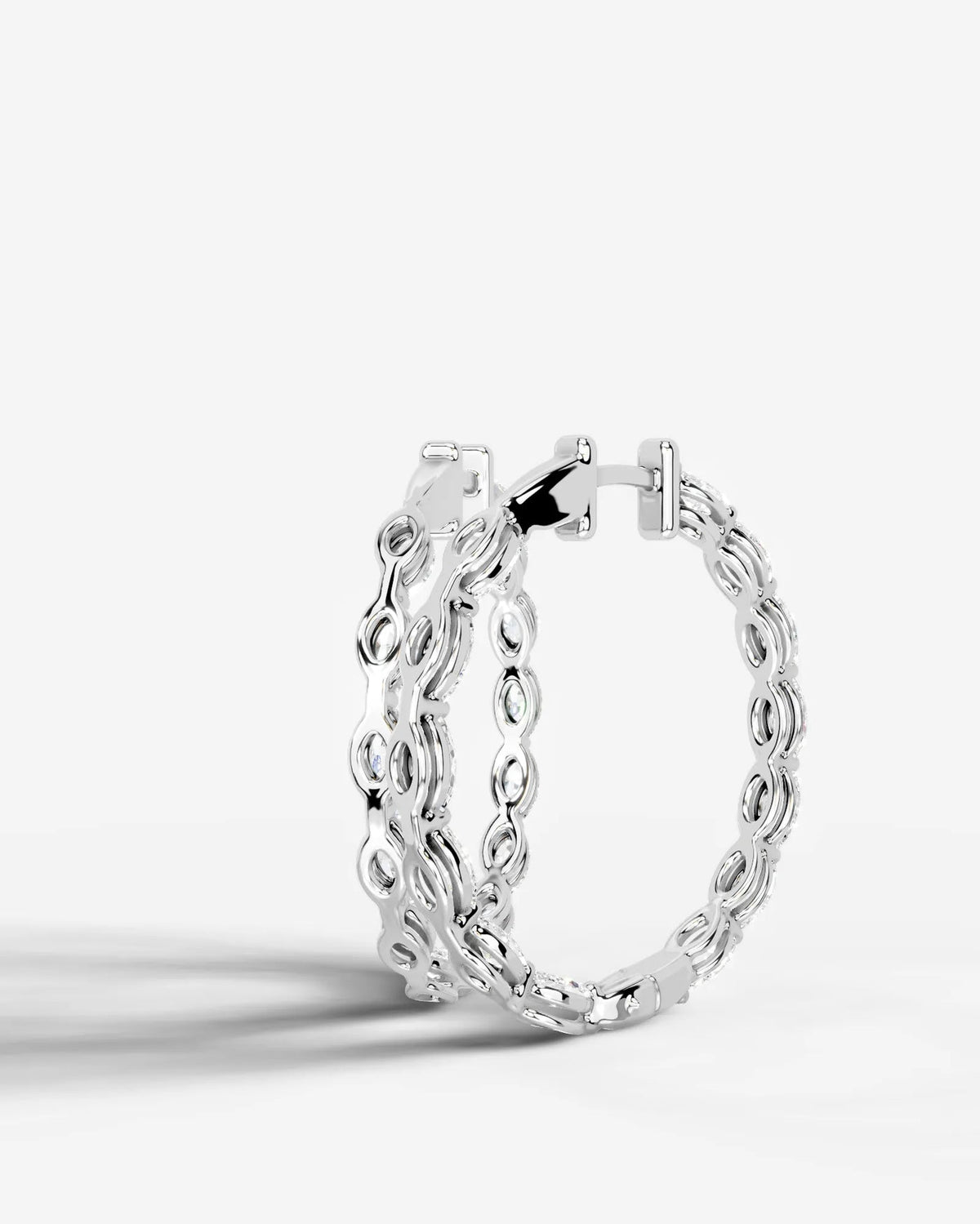 Lab Grown Diamond Marquise Full Circle Hoop Earrings