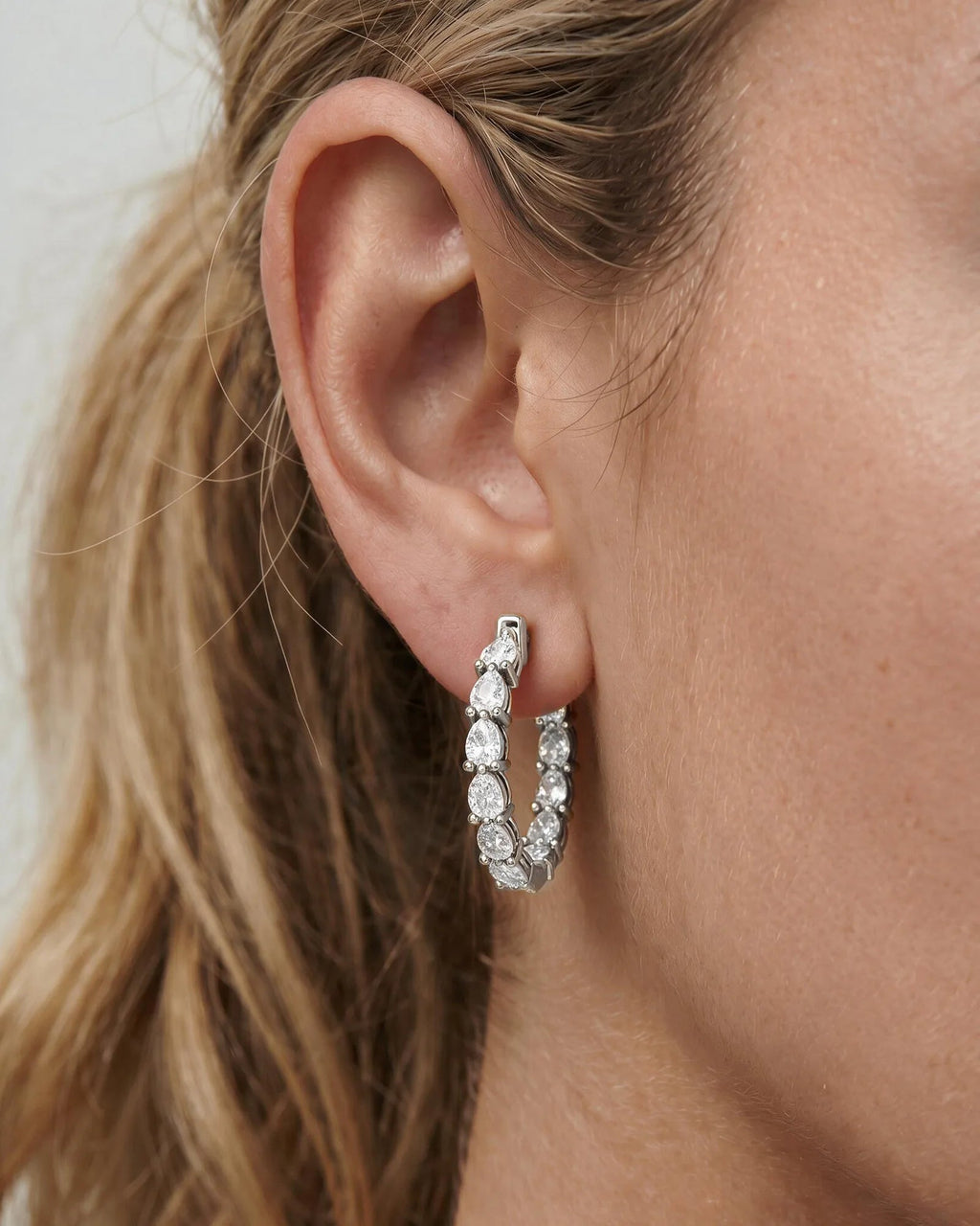 Lab Grown Diamond Pear Full Circle Hoop Earrings