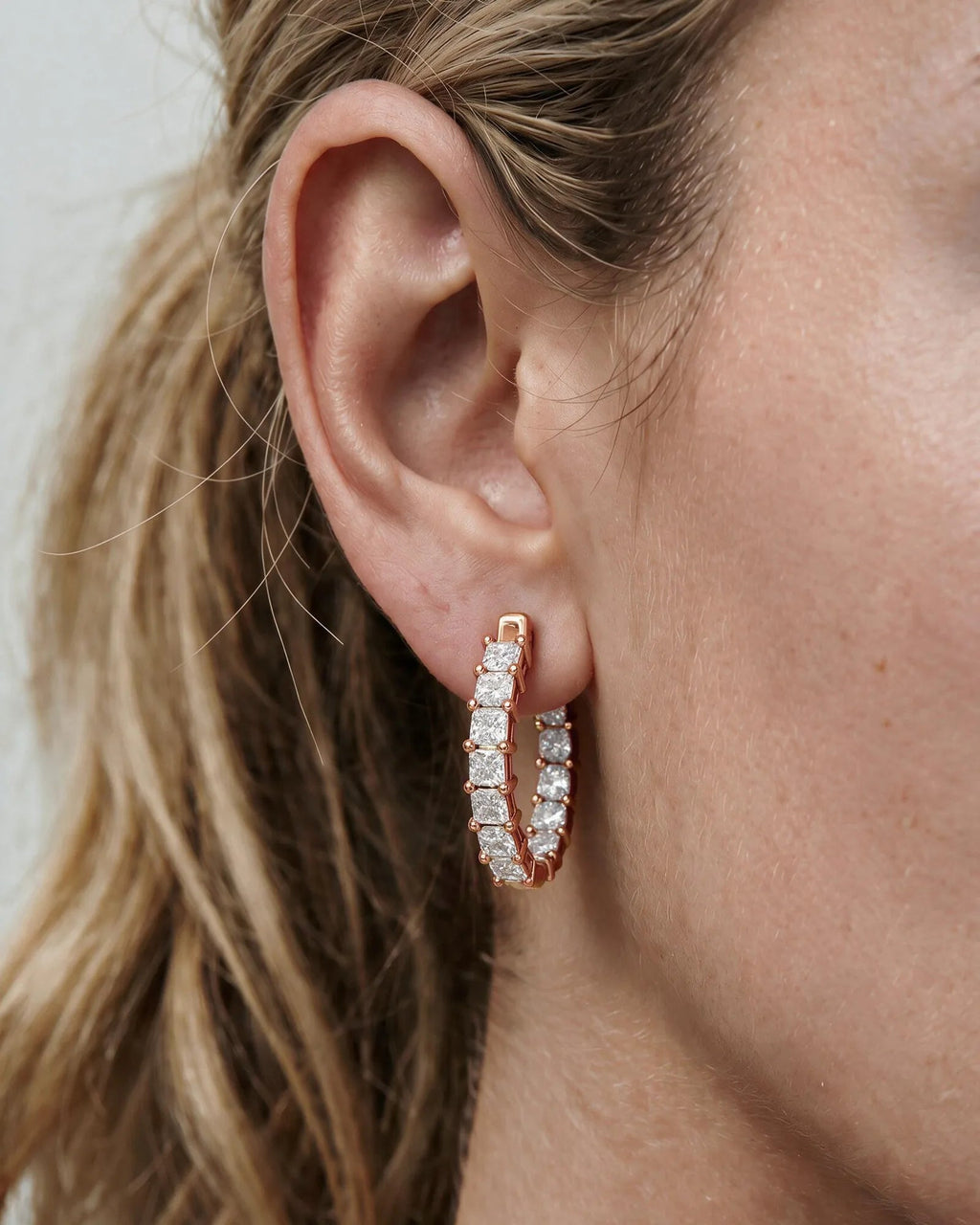 Lab Grown Diamond Princess Full Circle Hoop Earrings