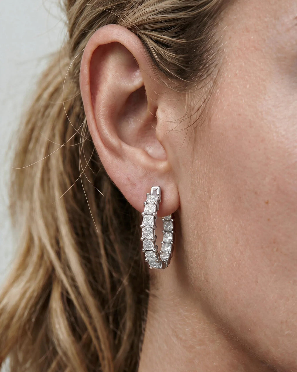 Lab Grown Diamond Princess Full Circle Hoop Earrings