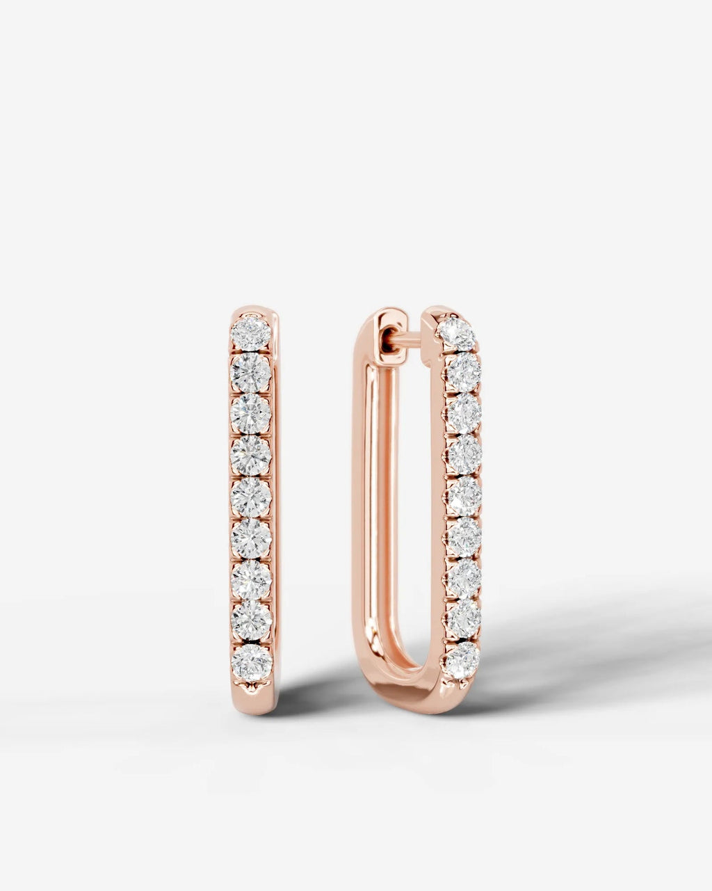 Lab Grown Diamond Rectangular Pavé Hoop Earrings