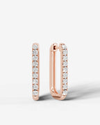 Lab Grown Diamond Rectangular Pavé Hoop Earrings