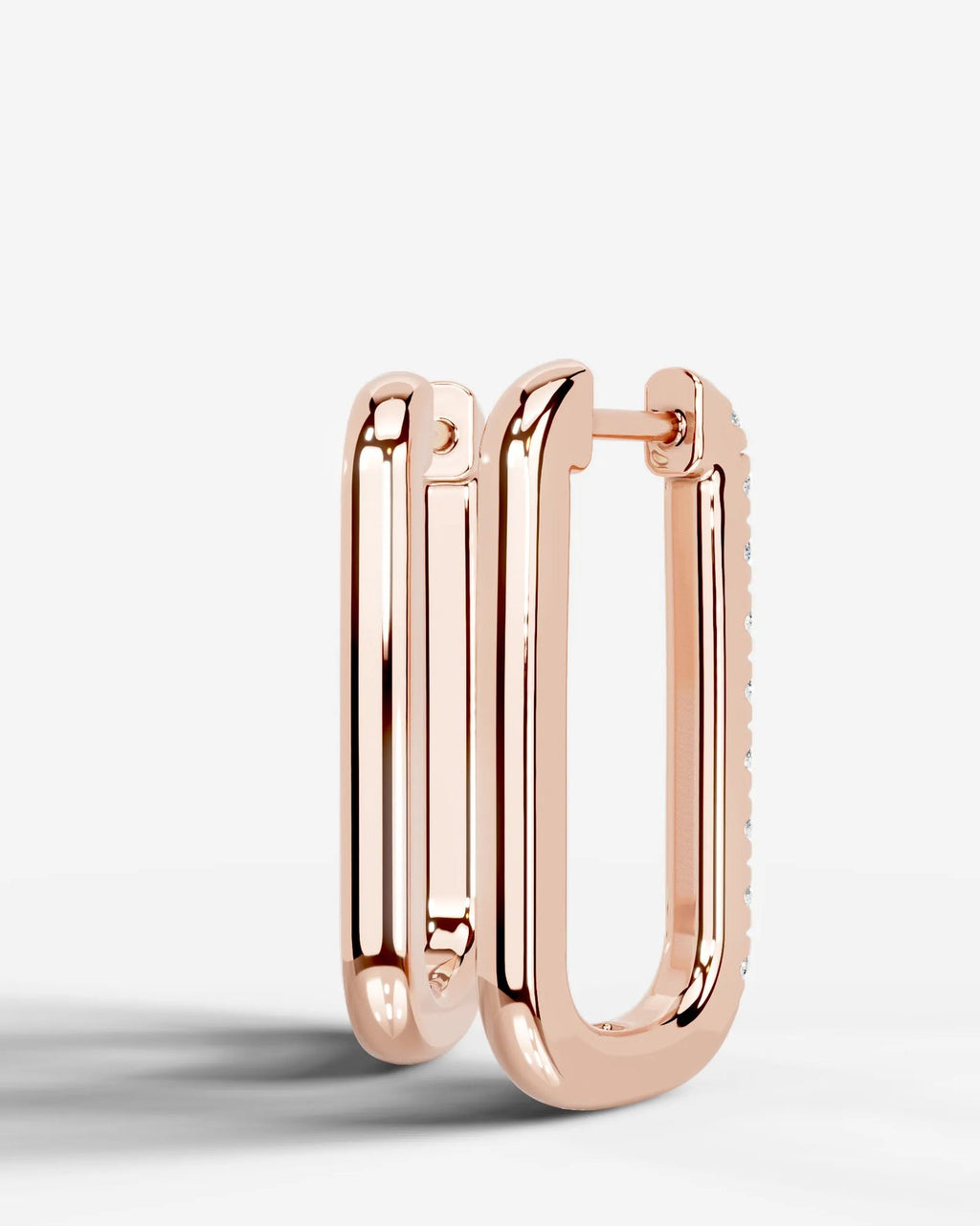 Lab Grown Diamond Rectangular Pavé Hoop Earrings