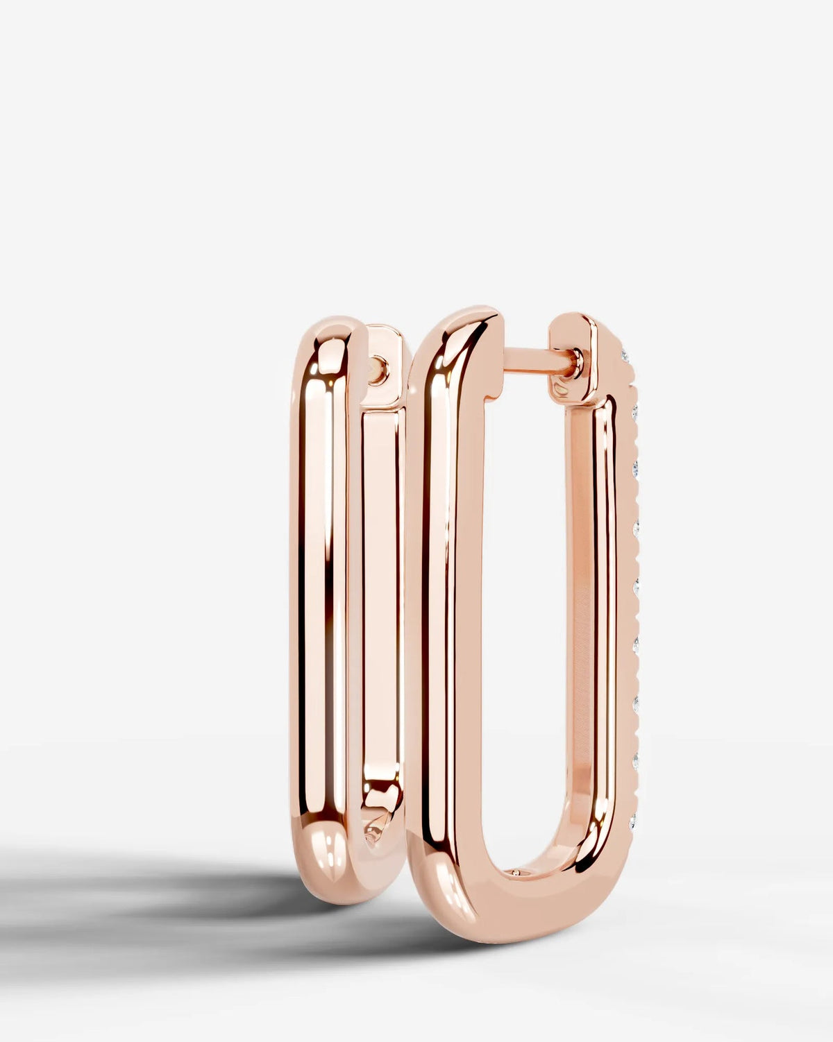 Lab Grown Diamond Rectangular Pavé Hoop Earrings