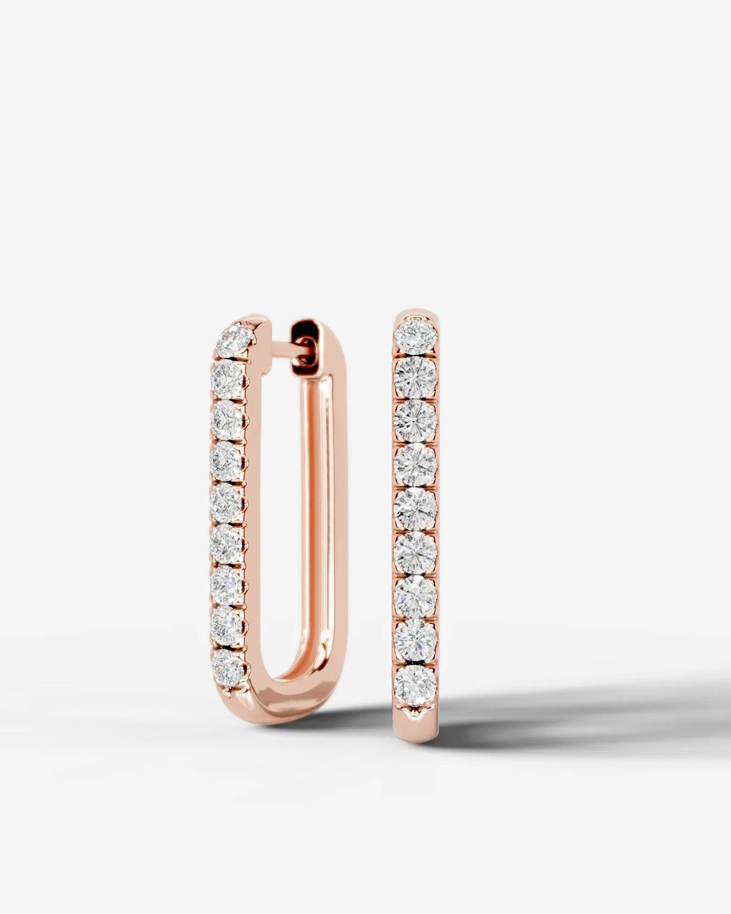 Lab Grown Diamond Rectangular Pavé Hoop Earrings