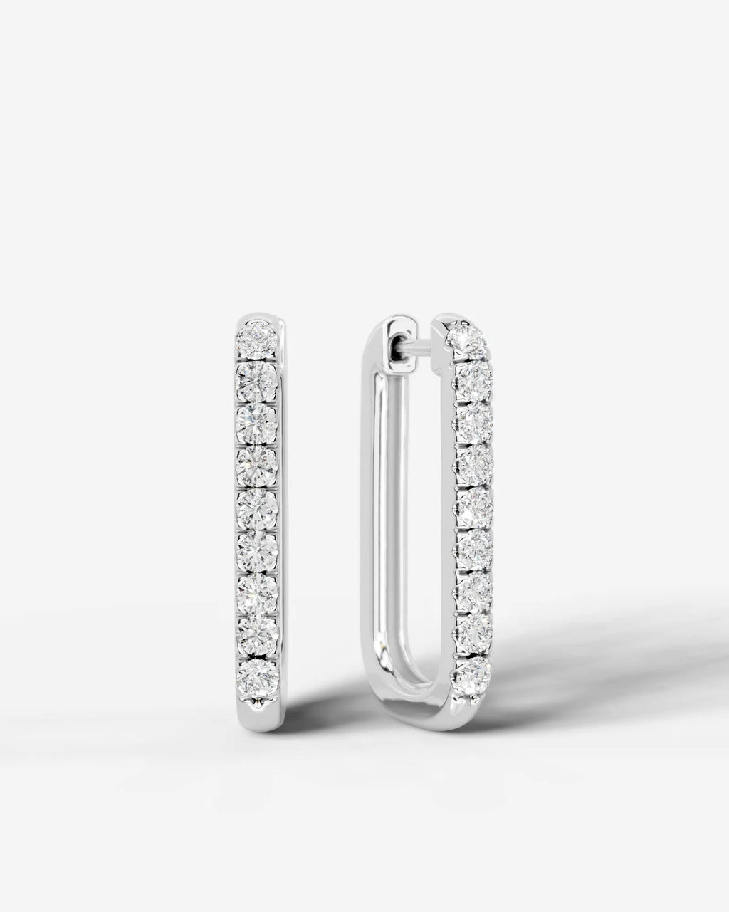 Lab Grown Diamond Rectangular Pavé Hoop Earrings