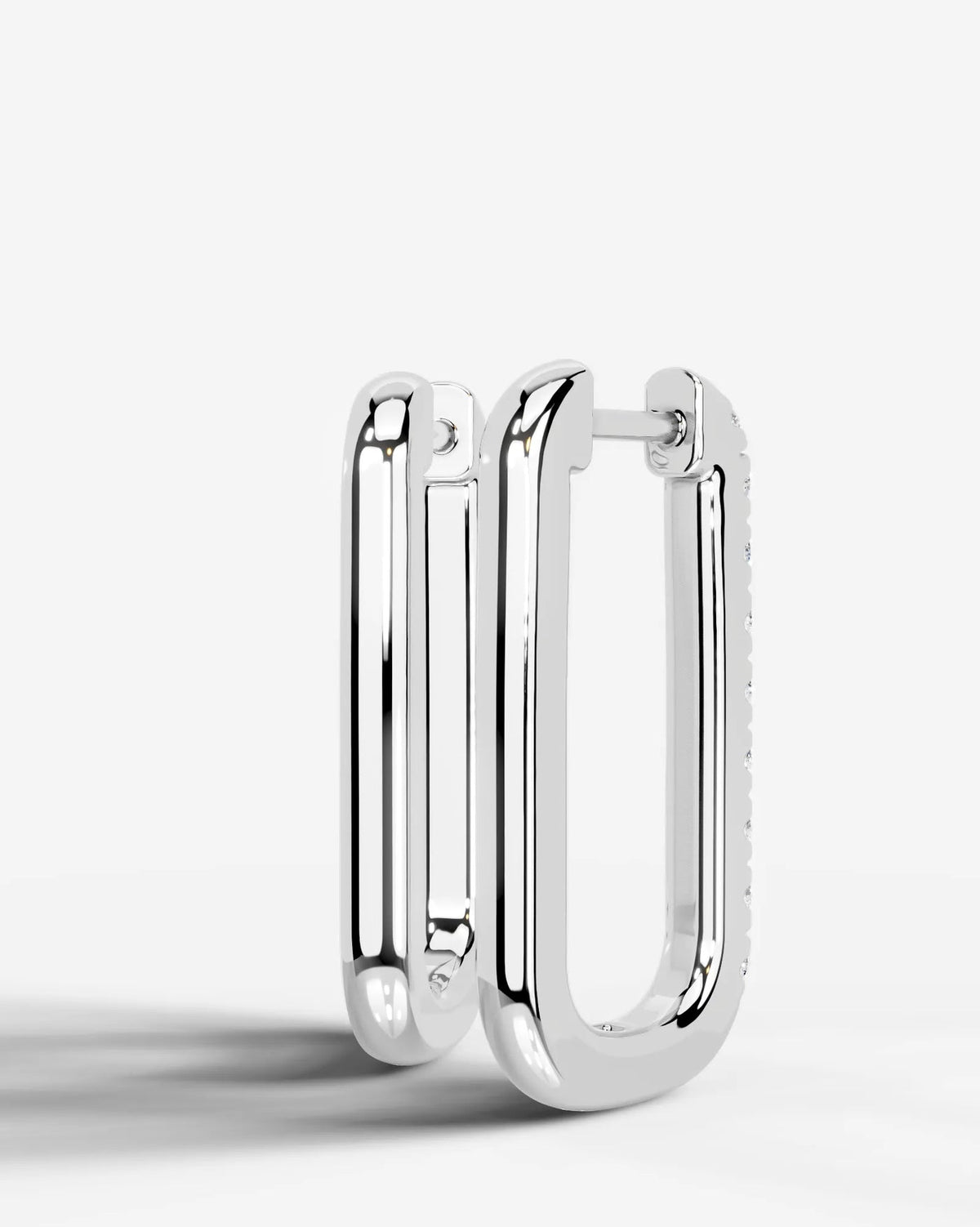 Lab Grown Diamond Rectangular Pavé Hoop Earrings