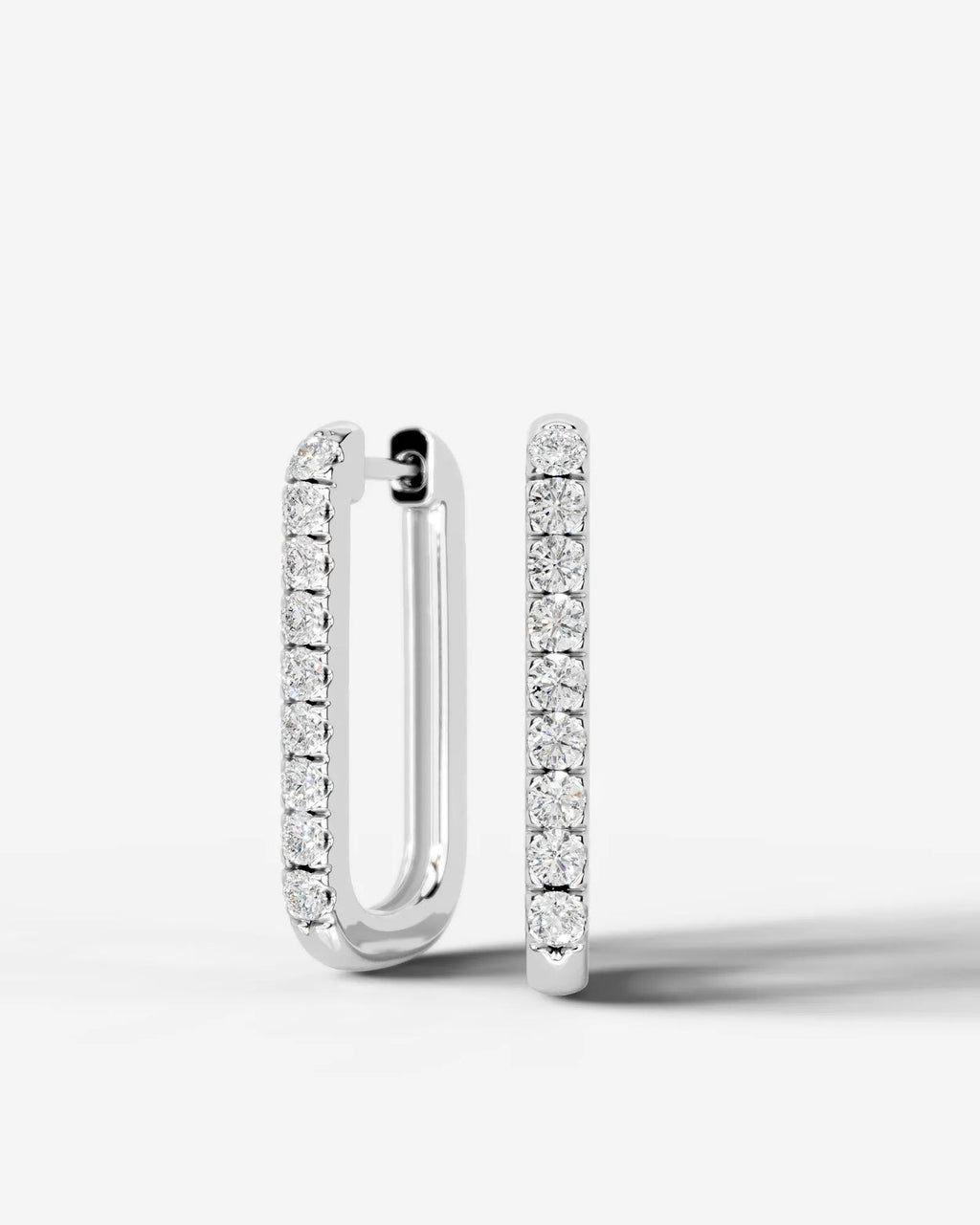 Lab Grown Diamond Rectangular Pavé Hoop Earrings