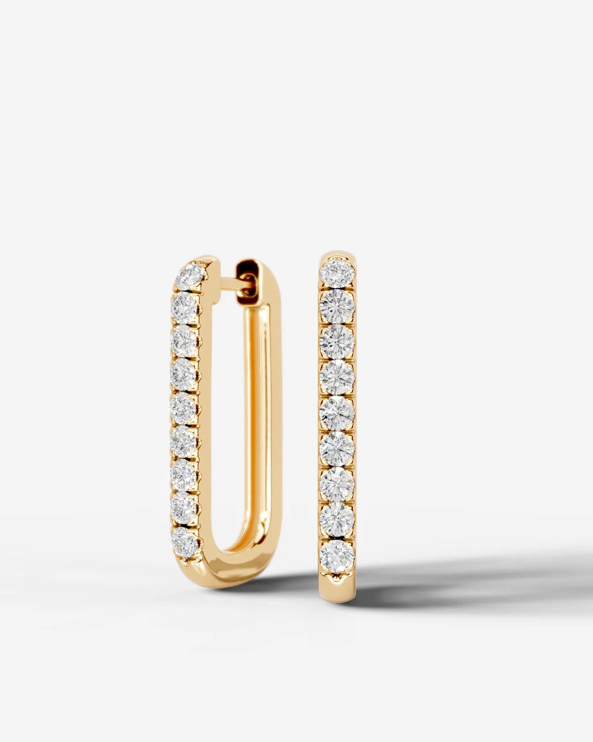 Lab Grown Diamond Rectangular Pavé Hoop Earrings