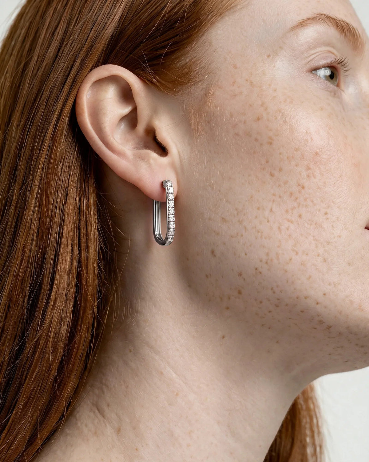 Lab Grown Diamond Rectangular Pavé Hoop Earrings