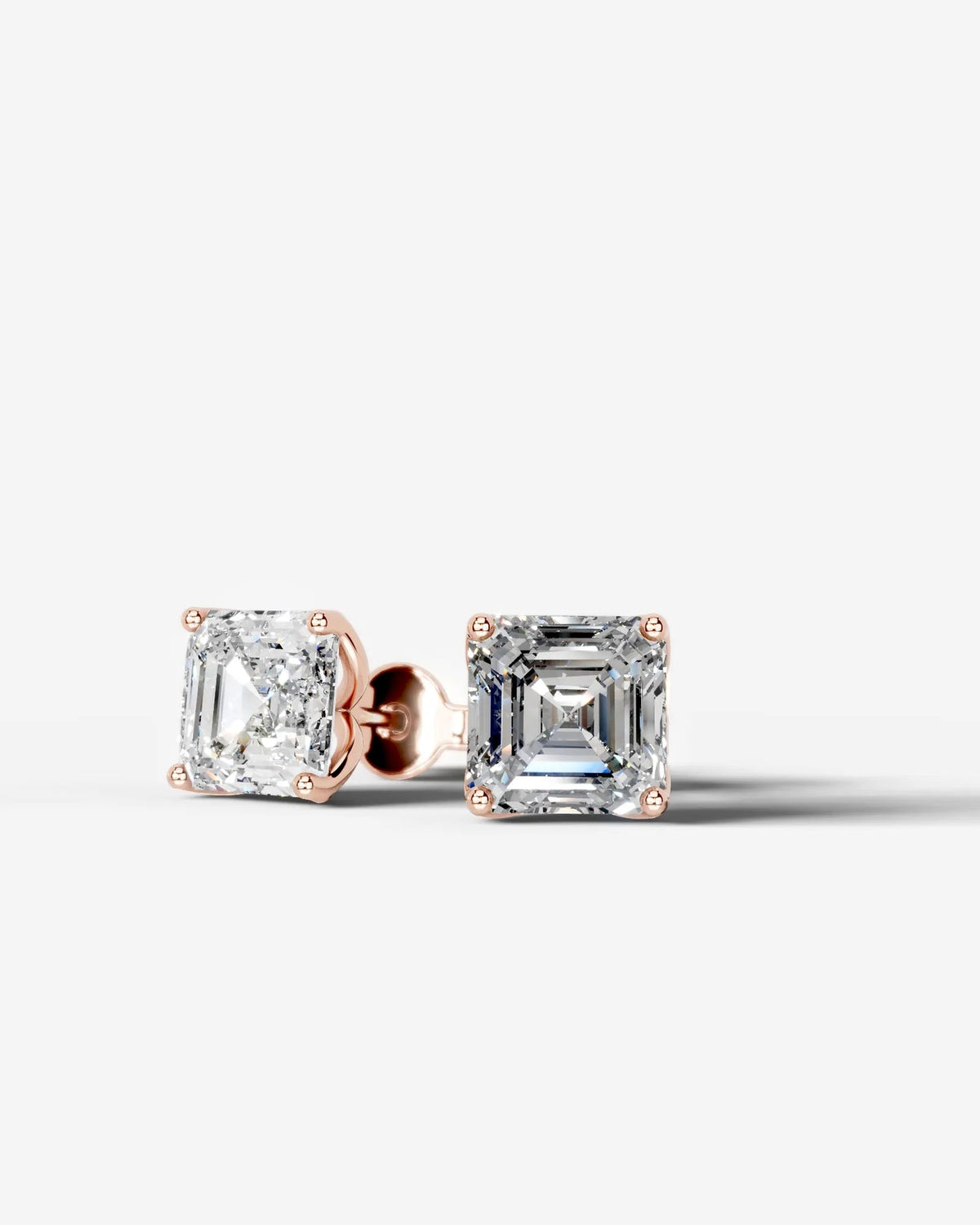 Lab Grown Diamond Asscher Solitaire Stud Earrings