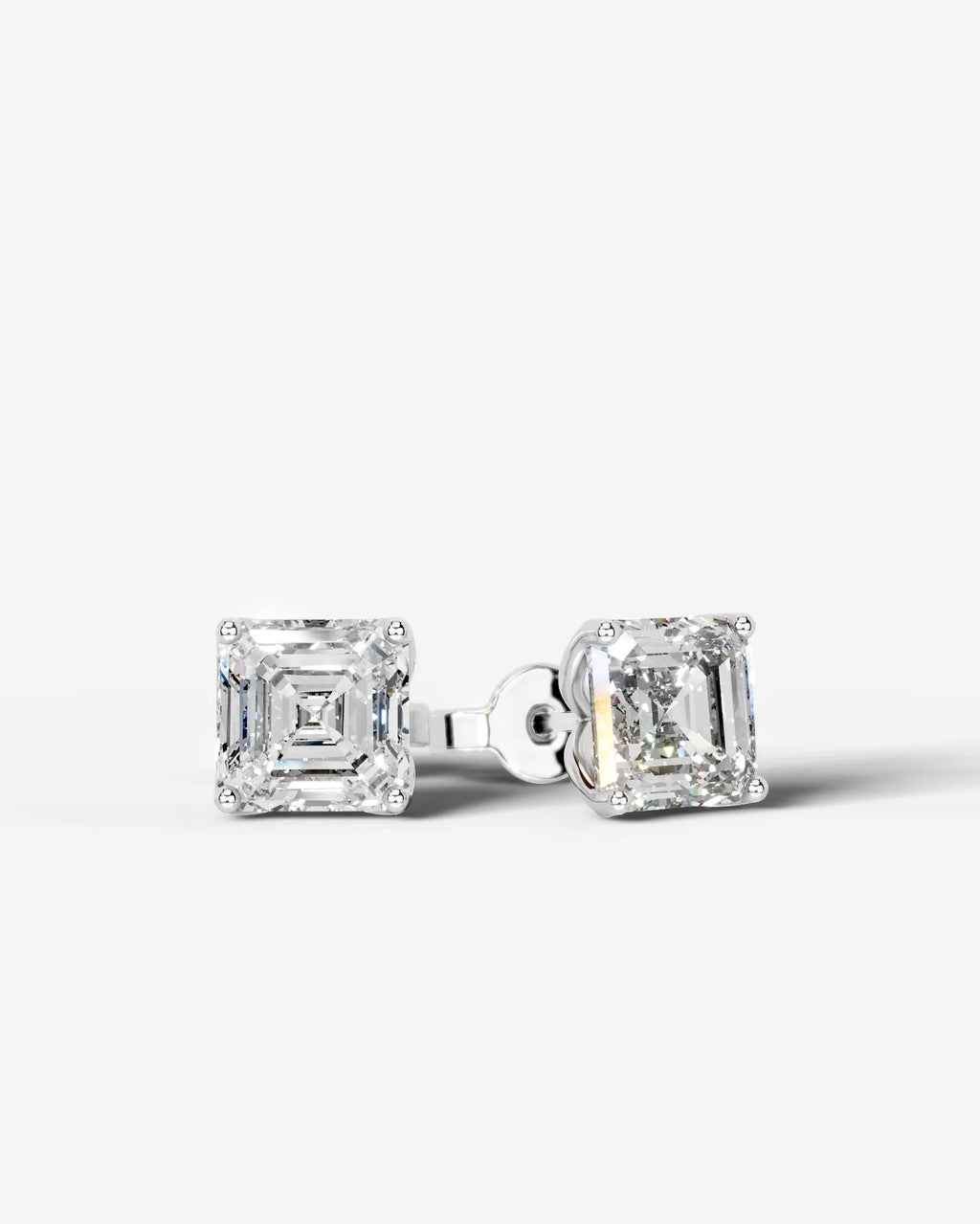 Lab Grown Diamond Asscher Solitaire Stud Earrings