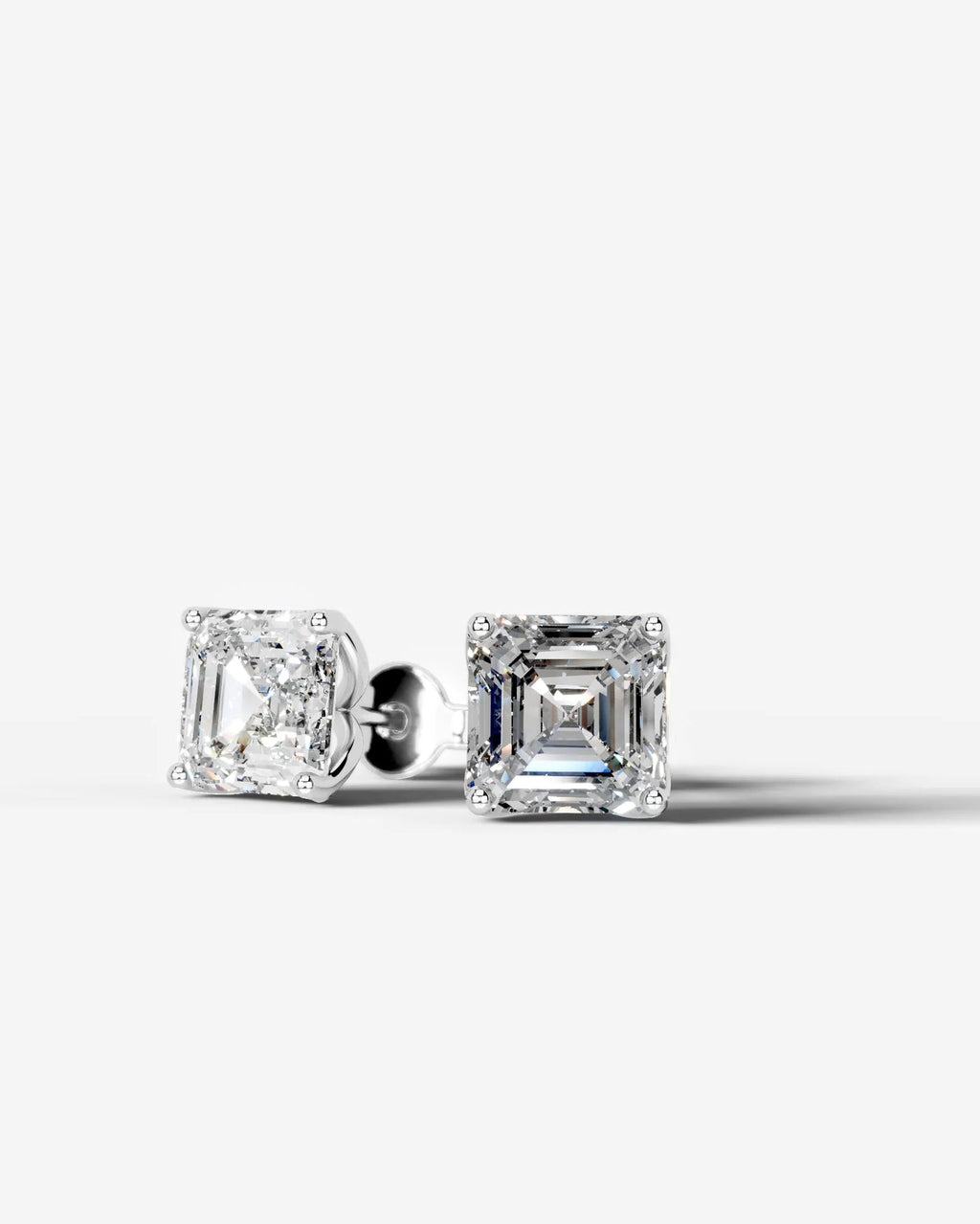 Lab Grown Diamond Asscher Solitaire Stud Earrings