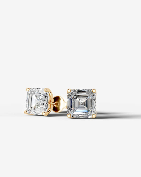 Lab Grown Diamond Asscher Solitaire Stud Earrings