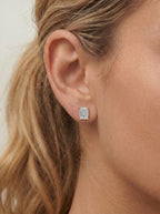 Lab Grown Diamond Emerald Solitaire Stud Earrings