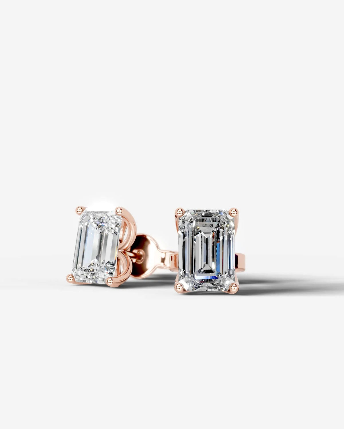 Lab Grown Diamond Emerald Solitaire Stud Earrings