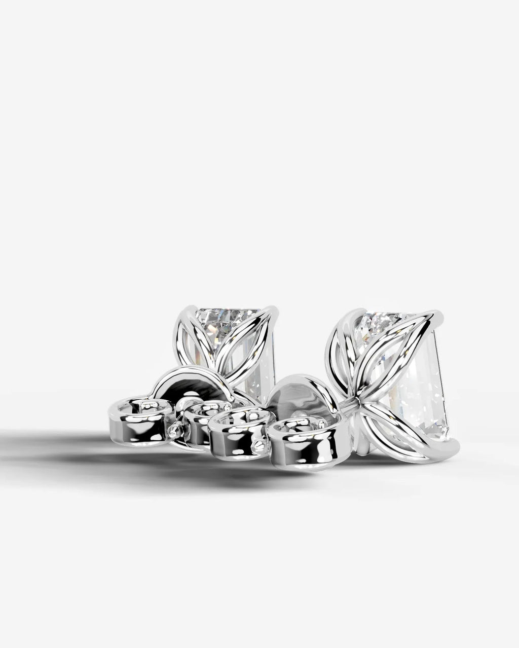 Lab Grown Diamond Emerald Solitaire Stud Earrings