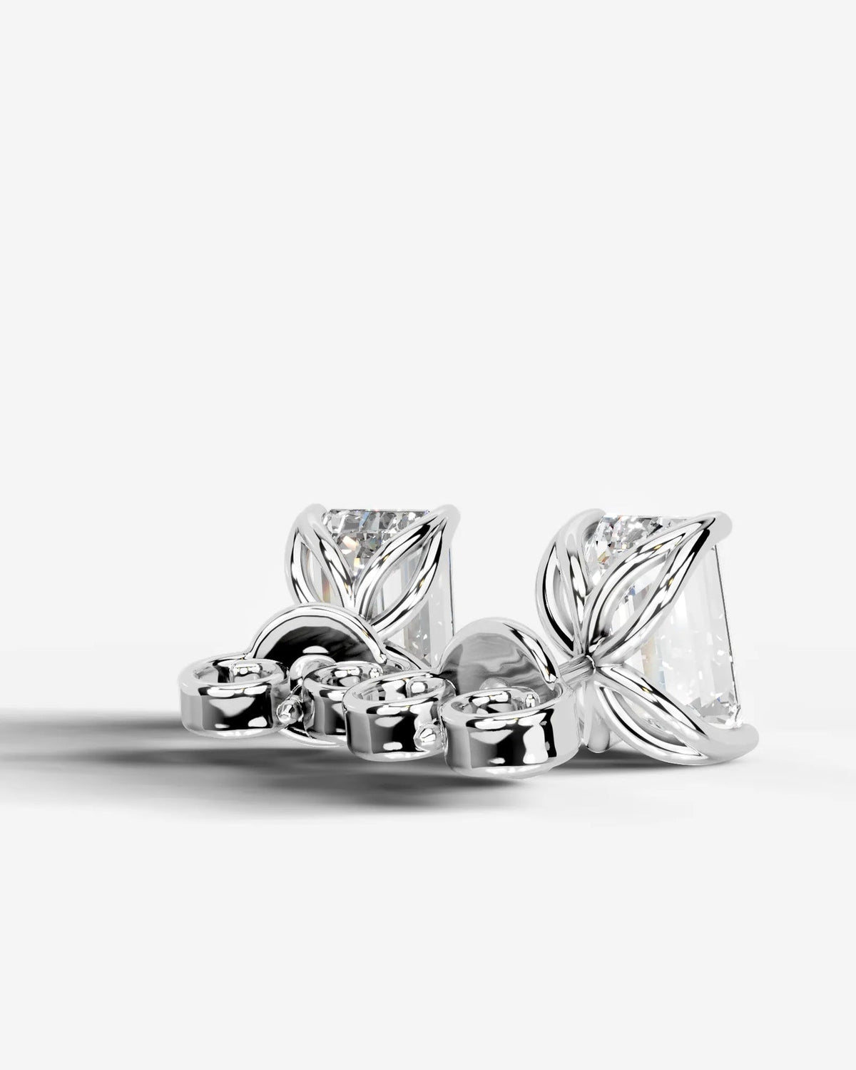 Lab Grown Diamond Emerald Solitaire Stud Earrings