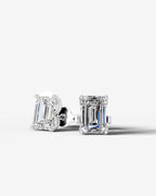 Lab Grown Diamond Emerald Solitaire Stud Earrings