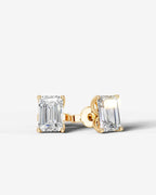 Lab Grown Diamond Emerald Solitaire Stud Earrings