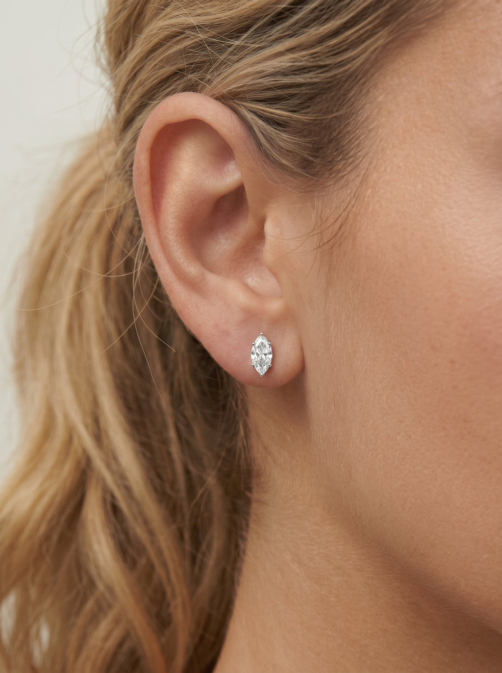 Lab Grown Diamond Marquise Solitaire Stud Earrings