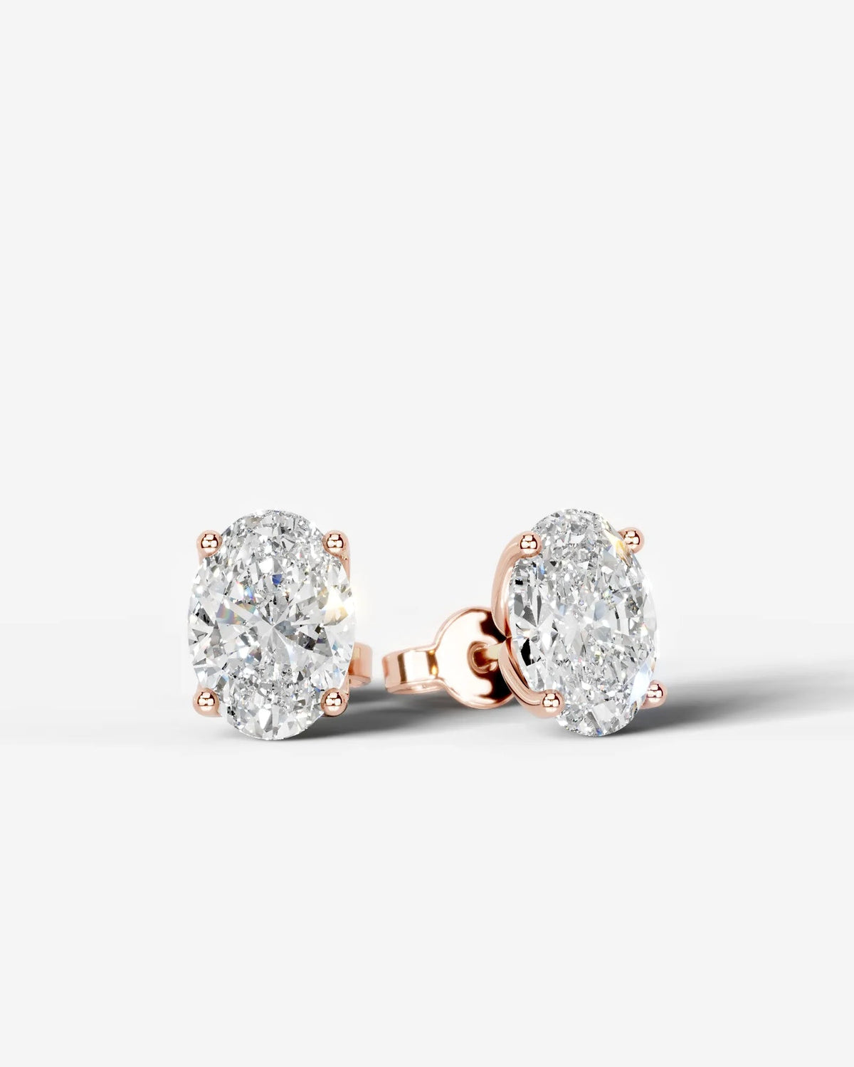 Lab Grown Diamond Oval Solitaire Stud Earrings