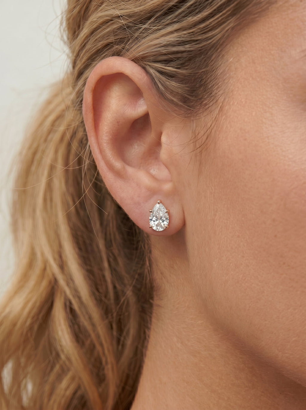 Lab Grown Diamond Pear Solitaire Stud Earrings
