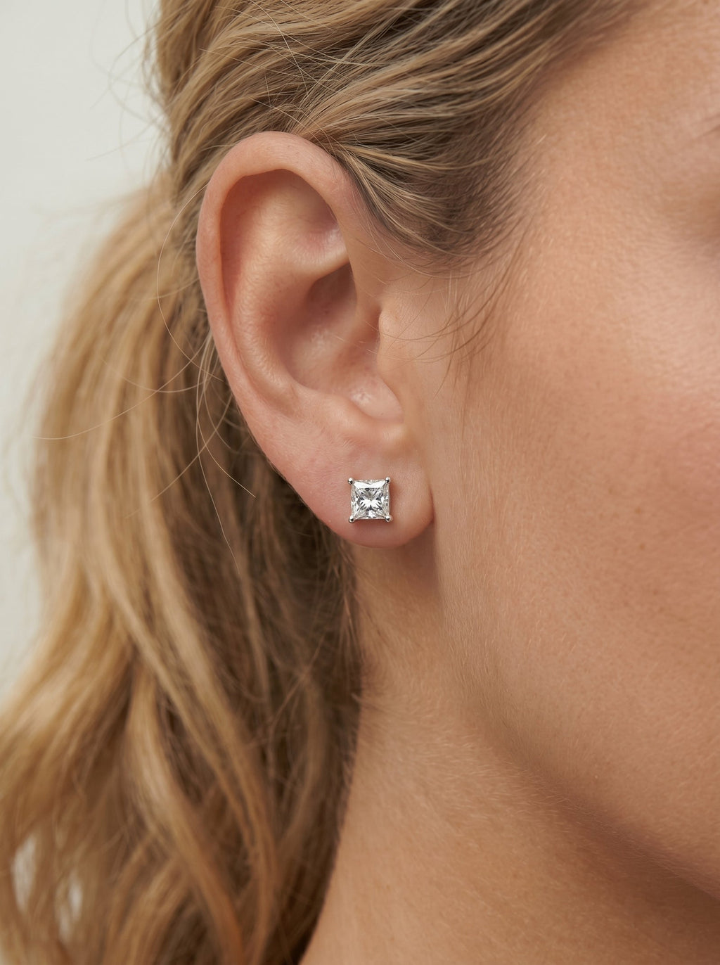 Lab Grown Diamond Princess Solitaire Stud Earrings