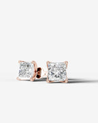 Lab Grown Diamond Princess Solitaire Stud Earrings