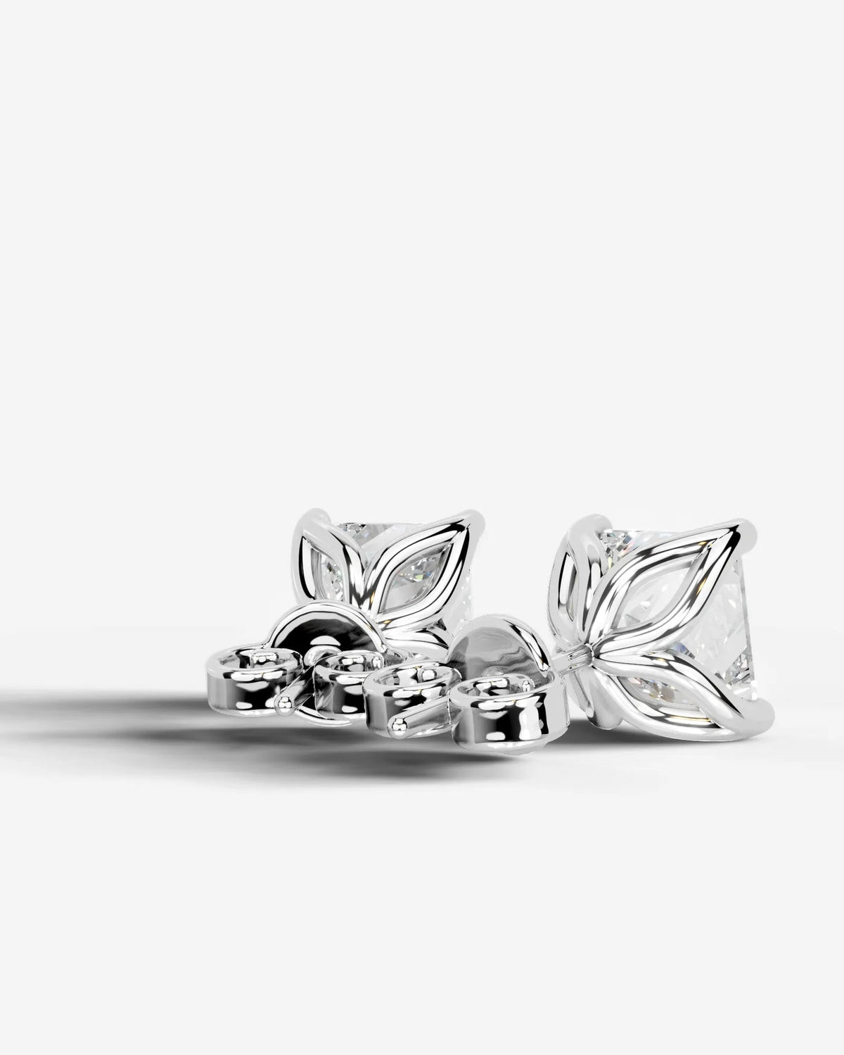 Lab Grown Diamond Princess Solitaire Stud Earrings