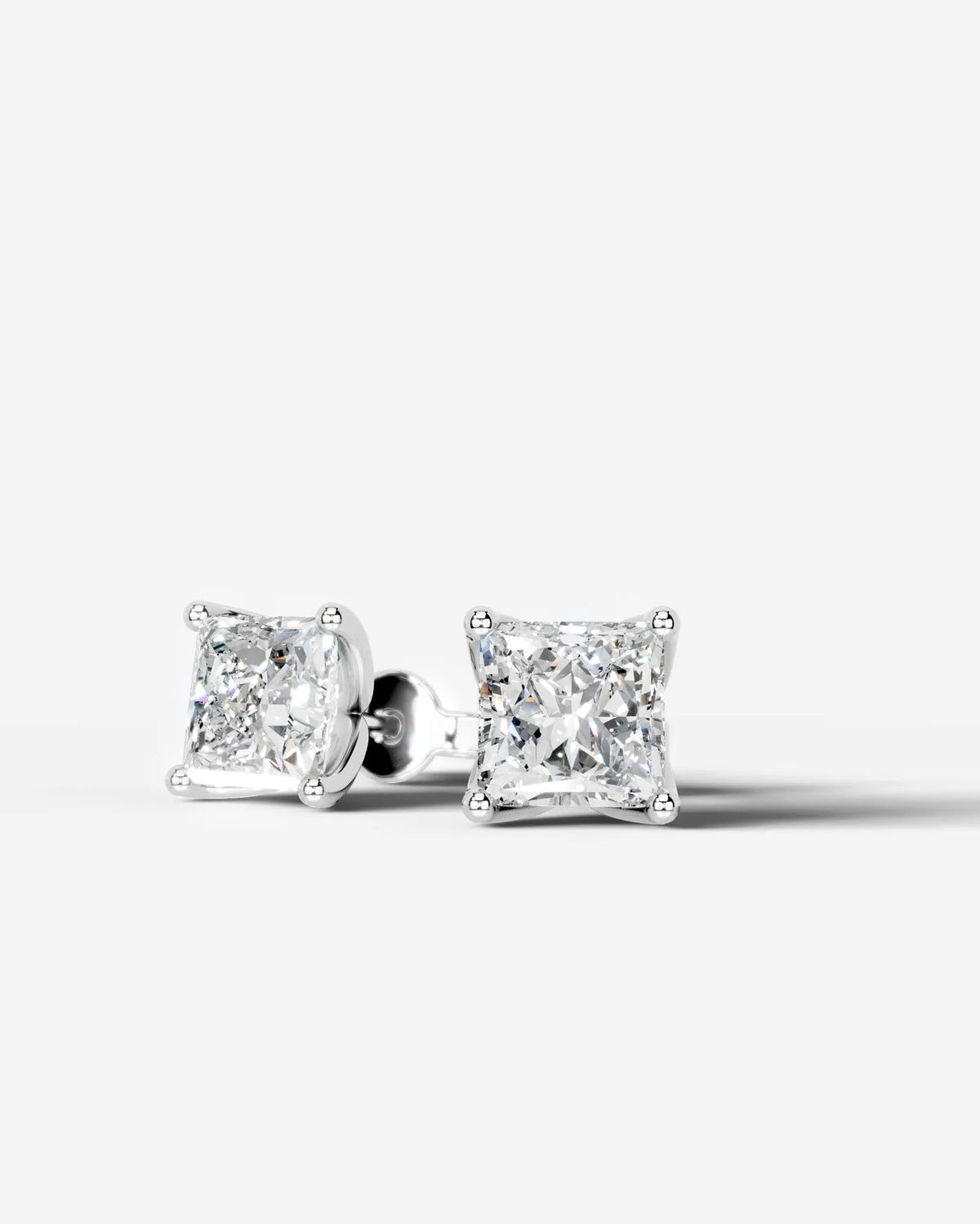 Lab Grown Diamond Princess Solitaire Stud Earrings