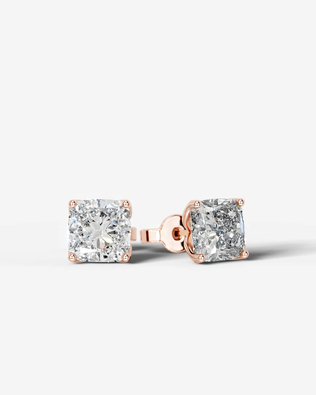 Lab Grown Diamond Cushion Solitaire Stud Earrings