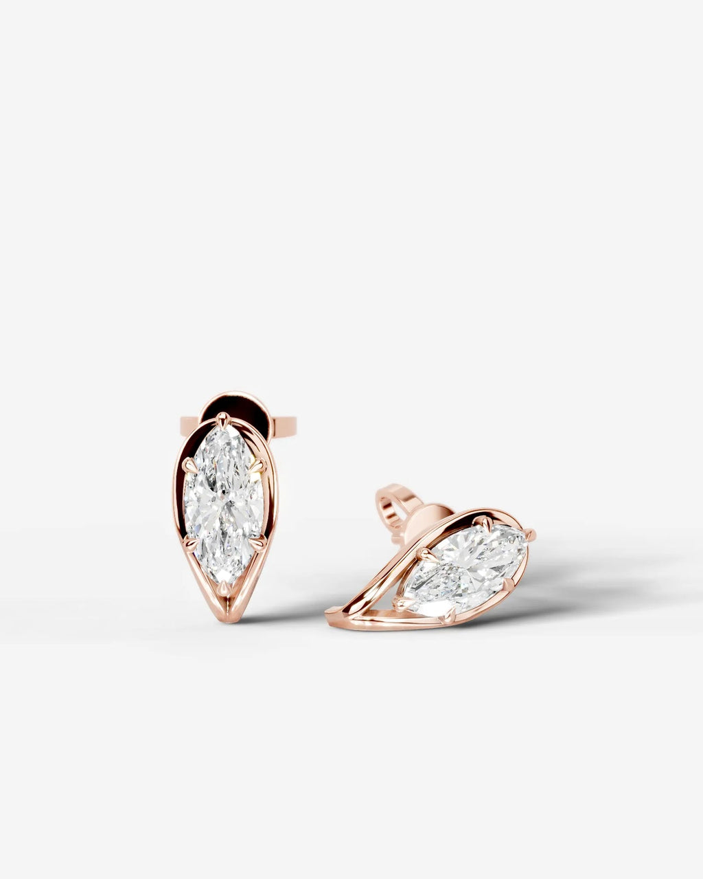 Lab Grown Diamond Marquise Swirl Stud Earrings