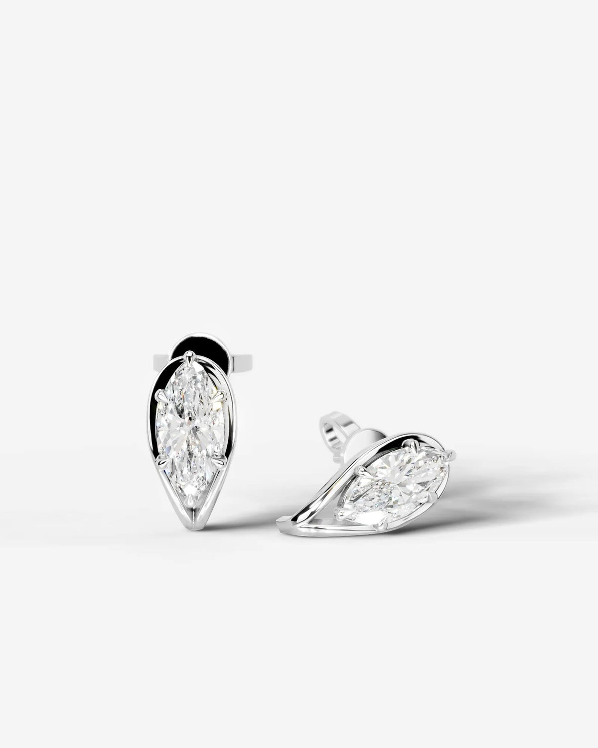 Lab Grown Diamond Marquise Swirl Stud Earrings