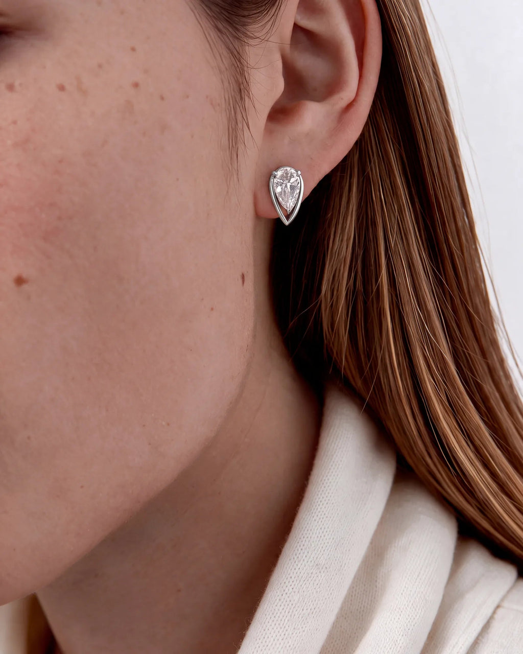 Lab Grown Diamond Pear Swirl Stud Earrings